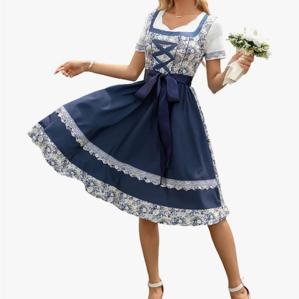 Will accept any offer - Blue Floral Drindle with Bow